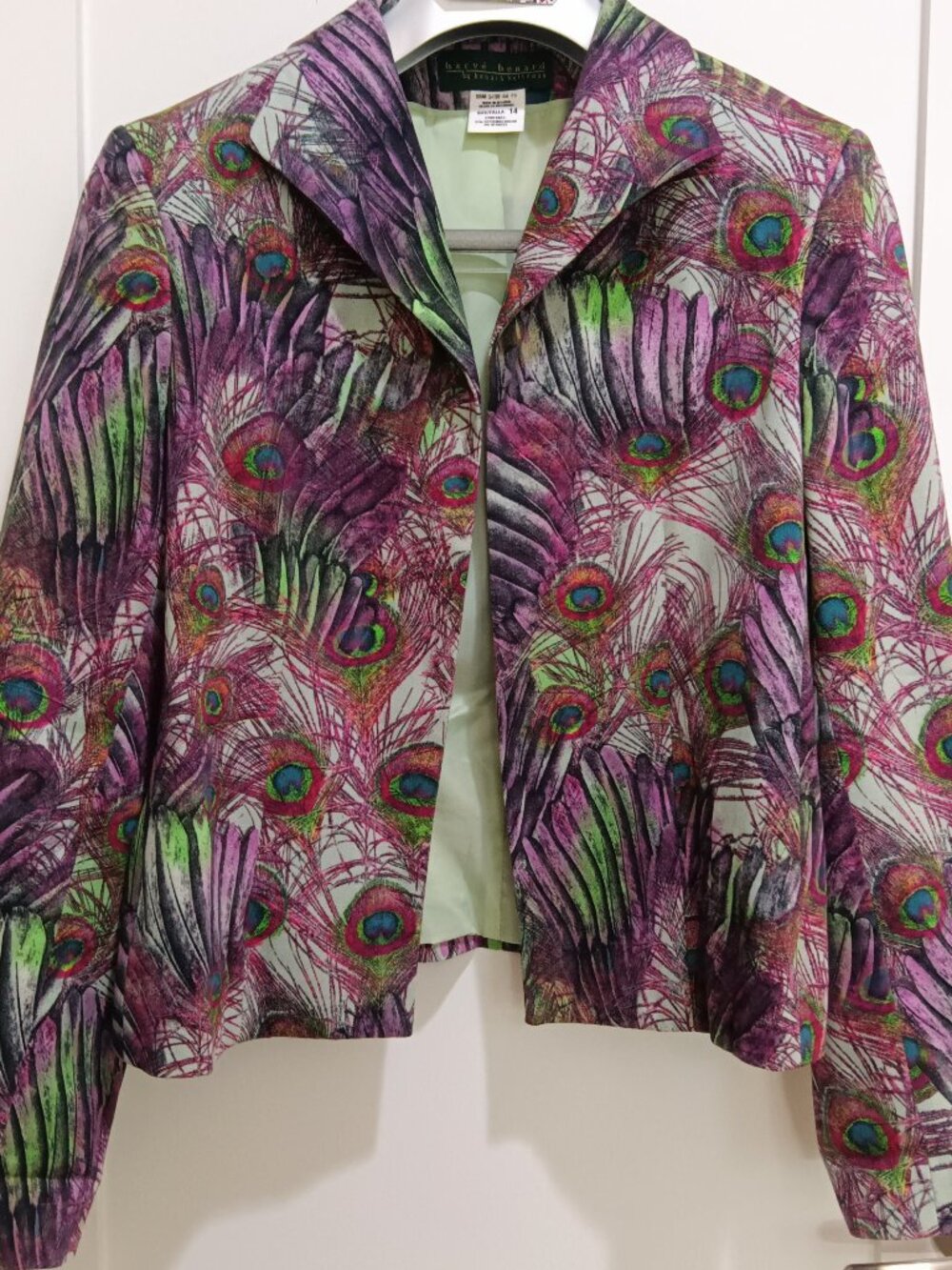 Harve' Benard by Benard Holtzman Peacock Brushed Cotton Open Front Blazer